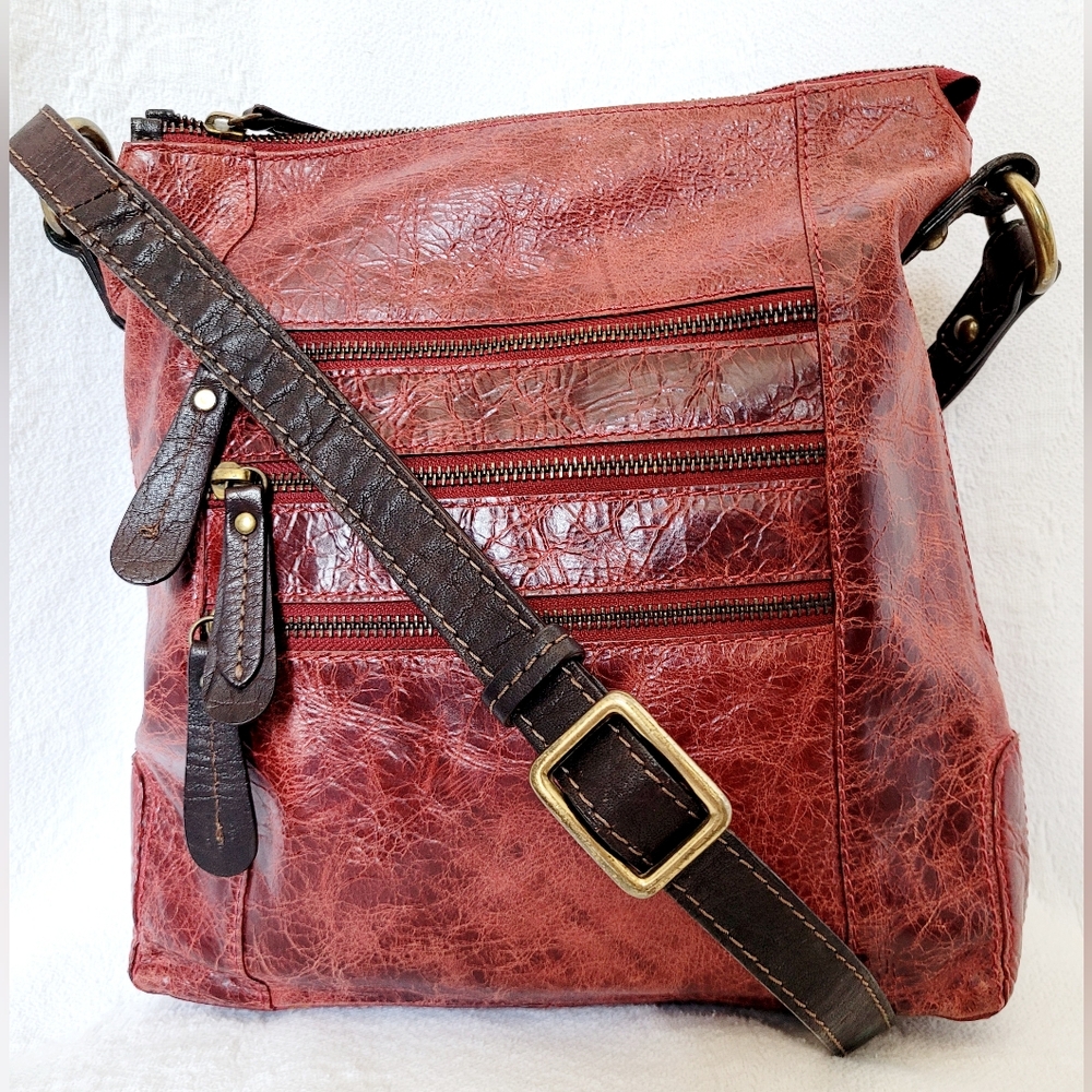 Nino Bossi Genuine Leather Red Crossbody/Organizer Bag 10.5"×11.5"×3" - Picture 16 of 16
